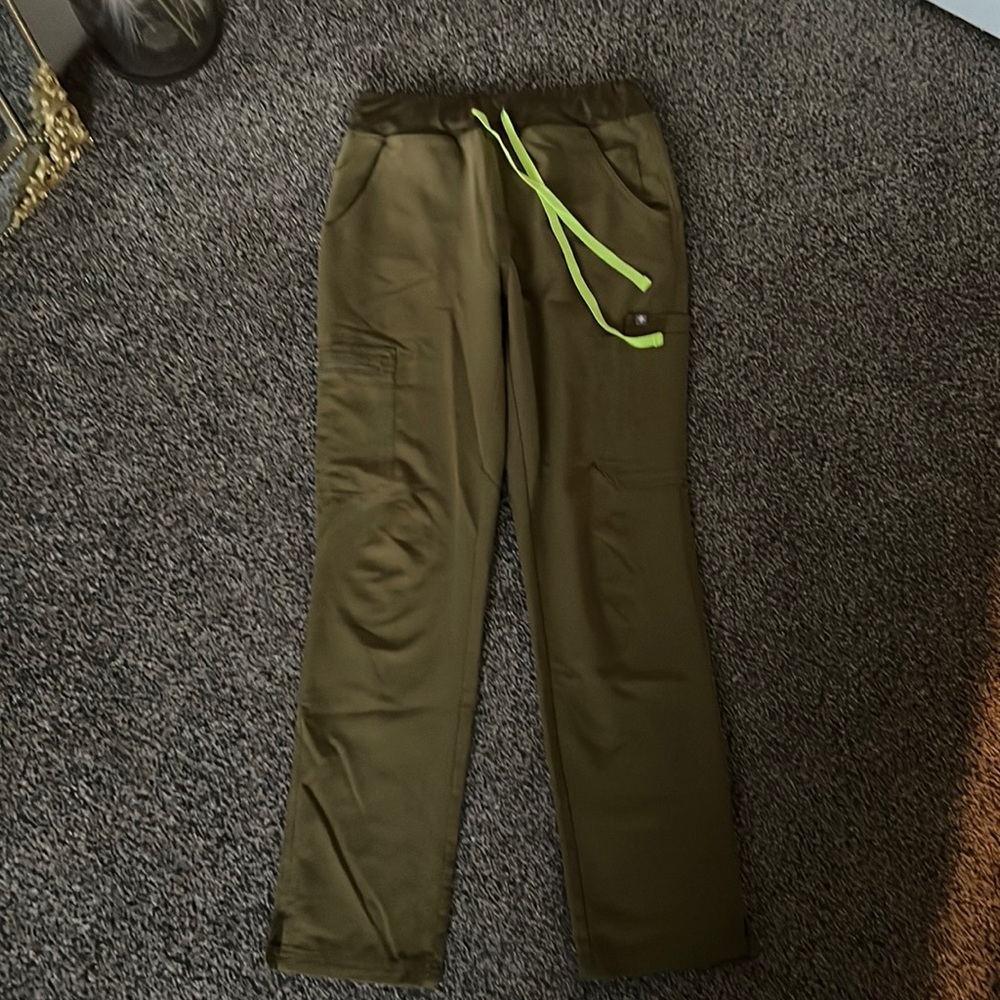 Figs yola skinny scrub pants martini olive high waisted